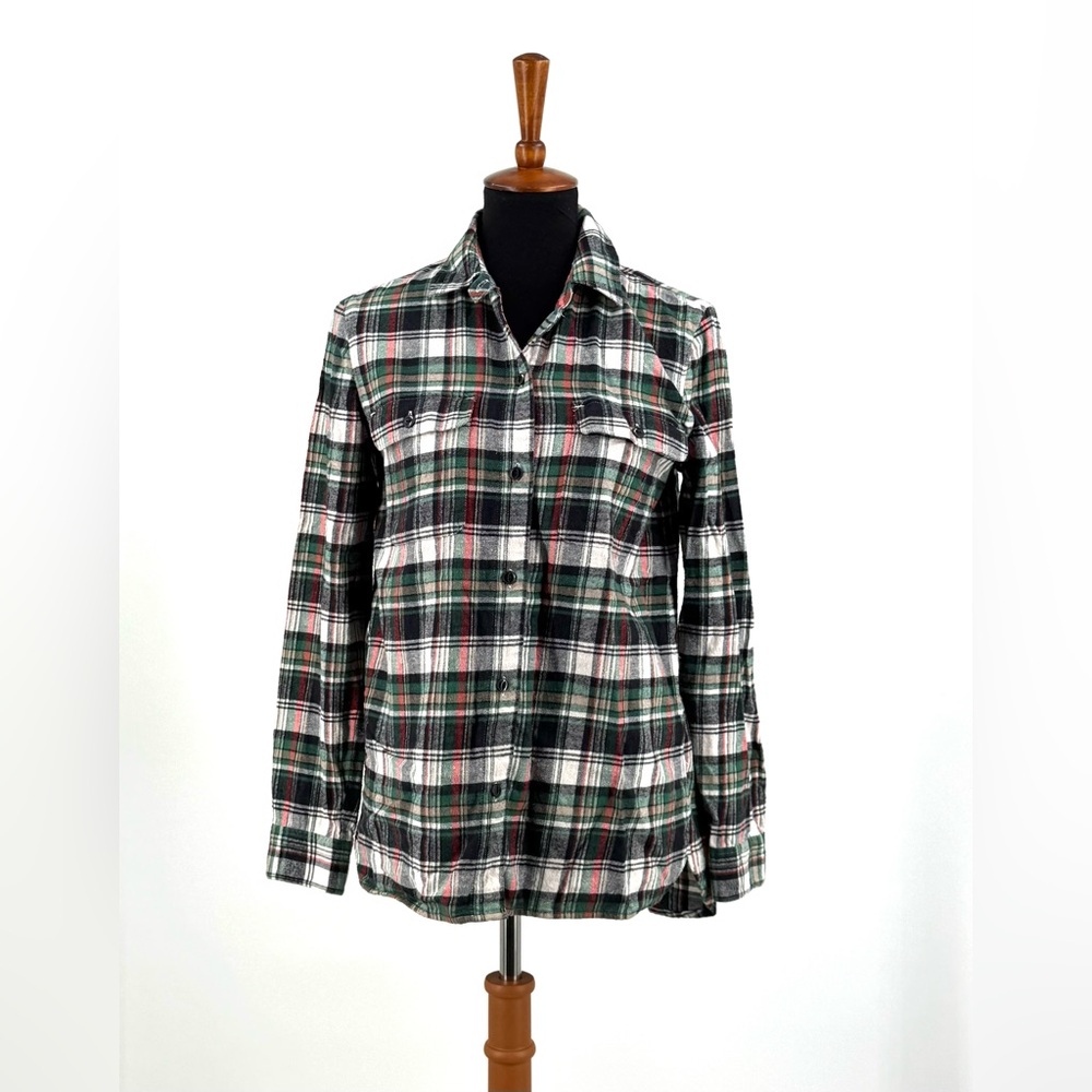 Madewell Red Green White Plaid Flannel Shirt Size S